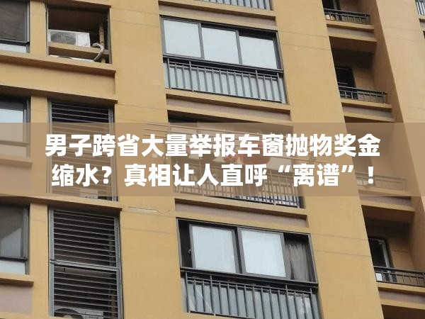 男子跨省大量举报车窗抛物奖金缩水？真相让人直呼“离谱”！